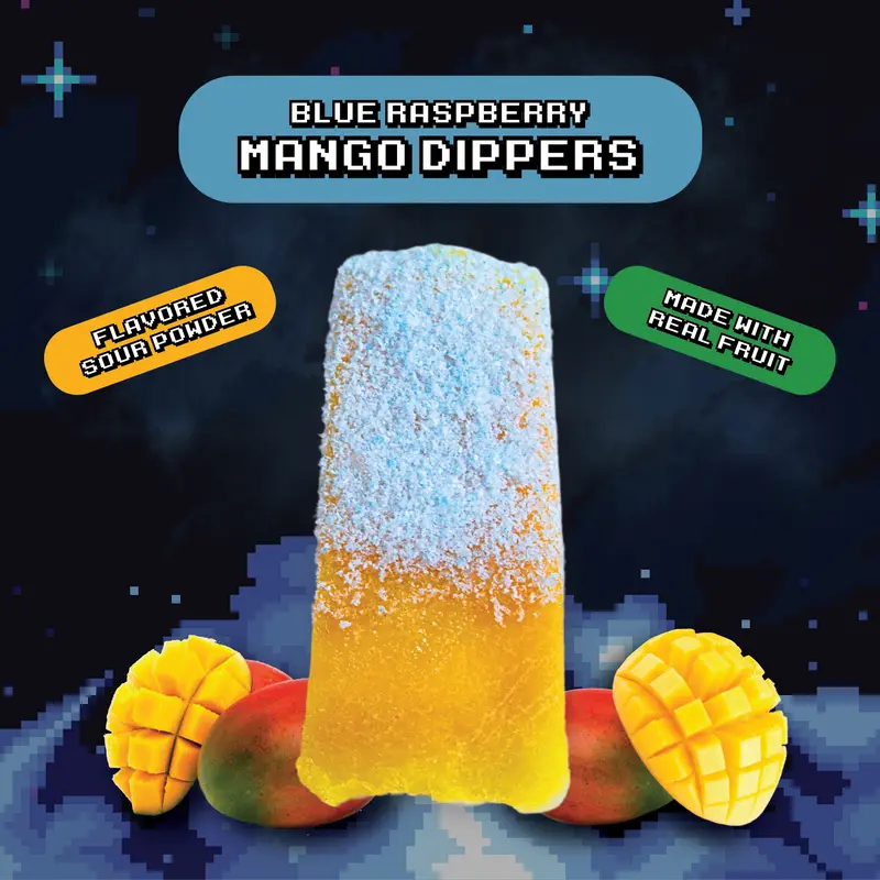 Mango Dippers 1-Pack (Blue Razz, Green Apple, Grape, Cherry): 1-Pack Blue Razz