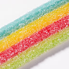 MEGABelt rainbow sour candy strip close-up detail