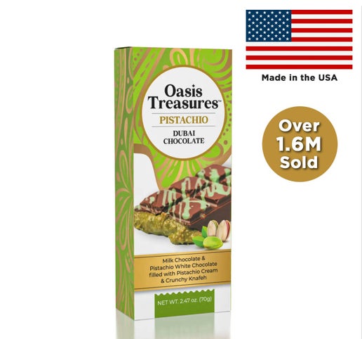 Dubai Chocolate Bar Pistachio by Oasis Treasures Made in USA Candy's